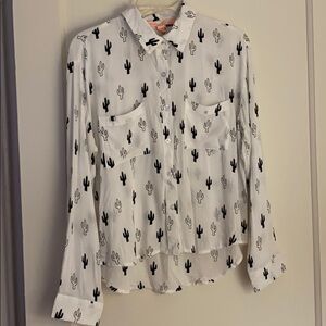 COPY - Rebellious One white & black cactus button down